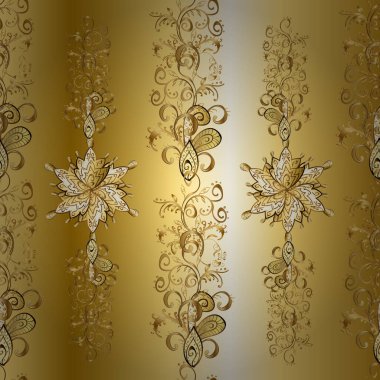 Mehndi tasarımı. Vektör çizimi. Kahverengi, sarı ve bej renkli desenler. Kıvrımlı karalama arka planı. İzleme cihazı. Etnik renkli karalama dokusu.