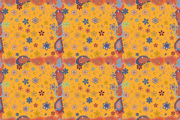 Elegantes Helles Und Nahtloses Blumenmuster Orange Blau Und Gelb Kann — Stockfoto