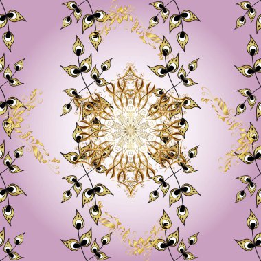 Tarafsız, sarı ve gri renkli resimler. Parlak dantel, stilize çiçekler. Sevimli kıvırcık saçlar. Kusursuz desen. Doğu tarzı arabesk. Narin, güzel bir arkaplan dokuma işi.