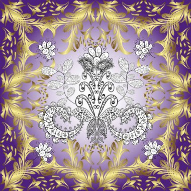 Vektör çizimi. Fantezi çiçekli kusursuz desen, doğal duvar kağıdı, çiçek desenli kıvrım çizimi. Ev dekoru. Paisley el çizimi elementler. Klasik tarzda..