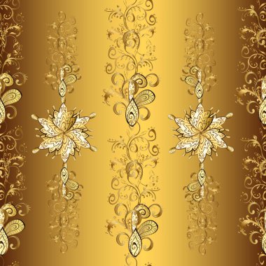 İzleme cihazı. Sarı, bej ve kahverengi renkli desenler. Kıvrımlı karalama arka planı. Mehndi tasarımı. Etnik renkli karalama dokusu.