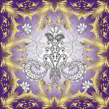 Kusursuz. Duvar kağıtları, web sayfası geçmişi, yüzey dokuları, tekstil için mükemmel. Klasik tarzda hem de. Sarı, mor ve nötr renklerde kıvrım ve kıvrım deseni.