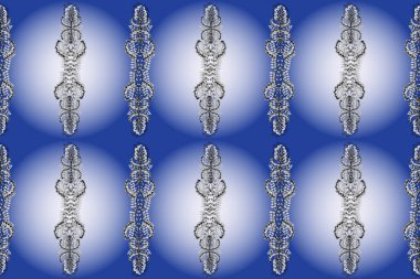 Tarafsız, mavi ve gri renkte çiçekler. Kusursuz çiçek deseni..