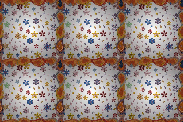 Vektorová Ilustrace Květinové Pozadí Roztomilém Textilním Stylu Oranžové Červené Bílé — Stock fotografie
