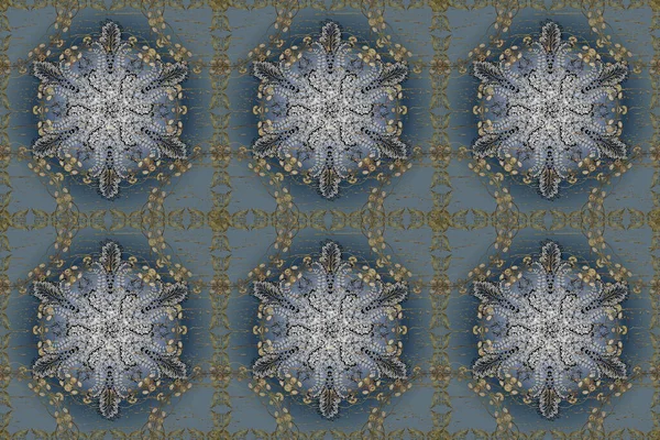 Patrón Azul Blanco Neutro Ornamental Floral Sin Costuras Vintage Motivos —  Fotos de Stock
