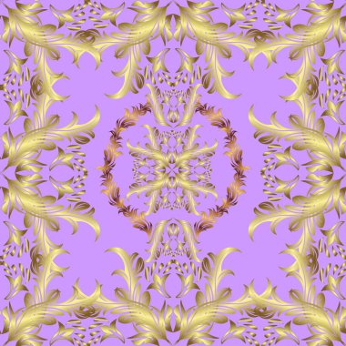 Vektör geometrik arkaplan. Senin tasarımın için, duvar kağıdı. Sarı, kahverengi ve nötr renklerde altın desenli altın çiçekli elementler. Altın rengi kusursuz illüstrasyon.