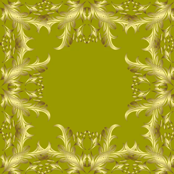 Seamless Pattern Gold Antique Floral Medieval Decorative Leaves Golden Pattern — Stock Photo, Image