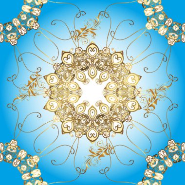 Tarafsız, kahverengi ve mavi renklerde vektör altın desen. Kış sembolü, Mutlu Noeller, Mutlu yıllar 2019. Altın kar taneleri basit, pürüzsüz desen. Soyut duvar kağıdı, ambalaj dekorasyonu.