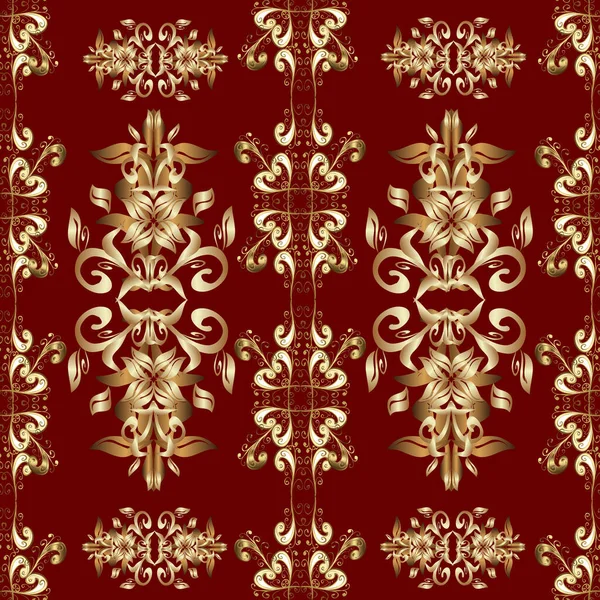 Ornement Oriental Sans Couture Dans Style Baroque Motif Doré Sur — Image vectorielle
