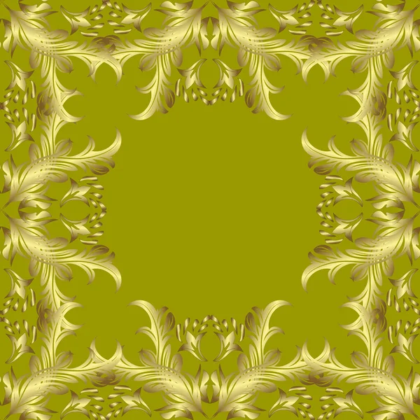 Vector Illustration Golden Seamless Pattern Neutral Green Yellow Colors Golden — Stock Vector