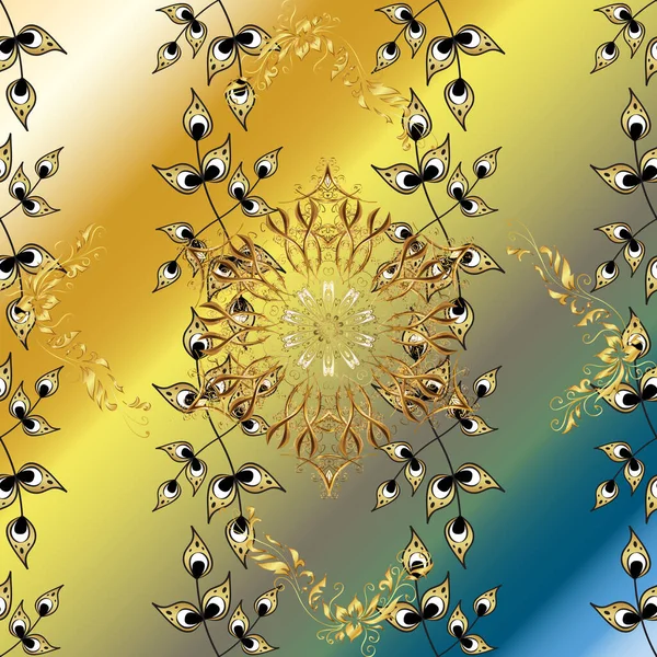 Altın Tekstil Baskısı Çiçek Kiremitleri Slam Tasarımı Tarafsız Sarı Bej — Stok fotoğraf