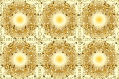 Geleneksel ve altın desenli. Klasik oryantal desen kahverengi, bej ve sarı renkler üzerine. Damask pürüzsüz süsü.