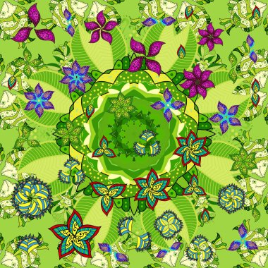 Çiçekli, yapraklı, çiçeksiz çiçek desenli. El çizimi.