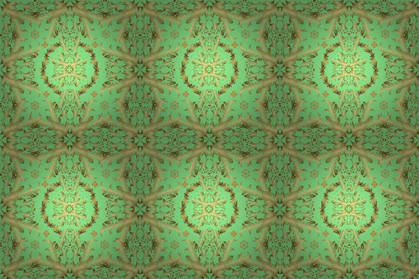 Elemento Dorato Colori Neutri Gialli Verdi Ornamento Floreale Oro Stile — Foto Stock