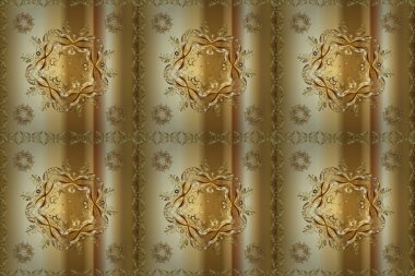 Vektör çizimi. Sarı, kahverengi ve bej renkli kıvrımlar. Basit bir şekilde. Duvar kağıtları, giysiler, erkekler ve kızlar için soyut, pürüzsüz desen. Kusursuz desenli çiçekler ve çiçek desenli çizimler..