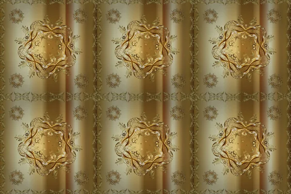 Vektör çizimi. Sarı, kahverengi ve bej renkli kıvrımlar. Basit bir şekilde. Duvar kağıtları, giysiler, erkekler ve kızlar için soyut, pürüzsüz desen. Kusursuz desenli çiçekler ve çiçek desenli çizimler..