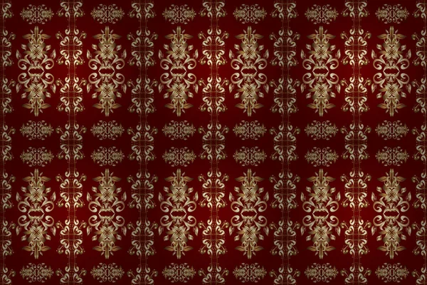 Damask Seamless Pattern Repeating Background Antique Golden Repeatable Wallpaper Golden — Stock Photo, Image