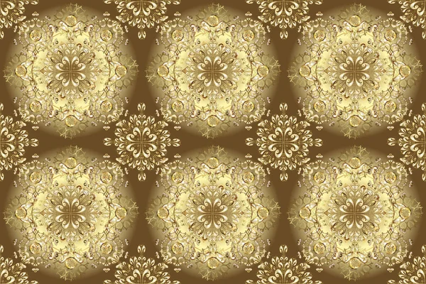 Çiçekler bej, kahverengi ve nötr renklerde. Düz Çiçek Elementleri Tasarımı. Kusursuz çiçek deseni yerleştirildi. Renkli Yaz Temalı Kusursuz Arkaplan.