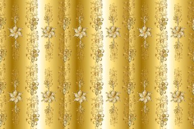 Raster el yazısı kıvrımları, kabartmalar, süslü motifler ve parşömenler. Kumaş, Tekstil, Baskı ve Davetiye için arka plan. Flourish etiketleri. Bej, kahverengi ve sarı renkli resimler. Kusursuz desen.