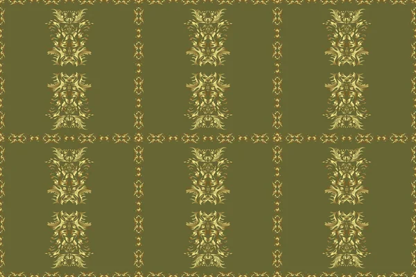 Elements Green Neutral Brown Colors Snowflakes Different Ornaments Retro Textile — 스톡 사진