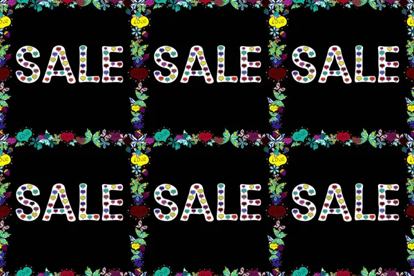 Satış sözcükleri bulutları, iş geçmişi. Mavi, beyaz ve siyah renkli resim. Kusursuz. Raster illüstrasyonu. Harf.