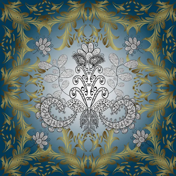 Estilo Simples Ornamento Geométrico Amarelo Neutro Azul Vintage Ilustração Vetorial —  Vetores de Stock