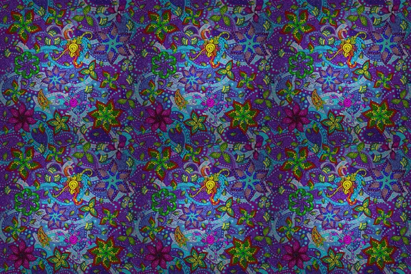 Vector Floral Pattern Doodle Style Flowers Flowers Violet Purple Blue — стоковое фото