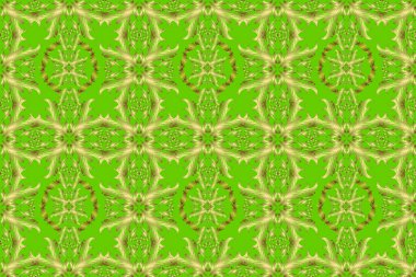 Çiçek süsü kumaş deseni, cam, çiçek desenli altın elementli yeşil ve sarı renkler. Klasik altın pürüzsüz desen.