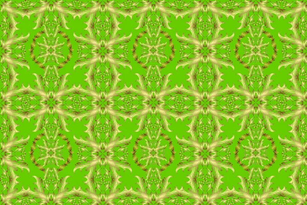 Çiçek süsü kumaş deseni, cam, çiçek desenli altın elementli yeşil ve sarı renkler. Klasik altın pürüzsüz desen.