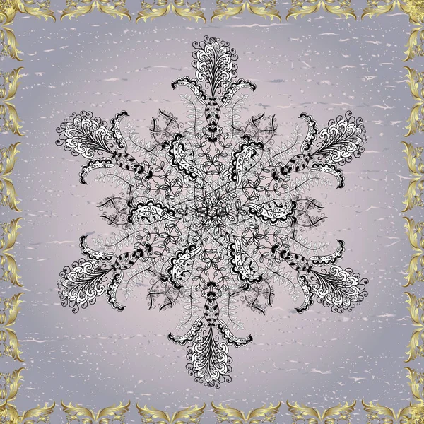 Golden Elements White Neutral Gray Colors Wallpaper Baroque Damask Stylish — Stockfoto