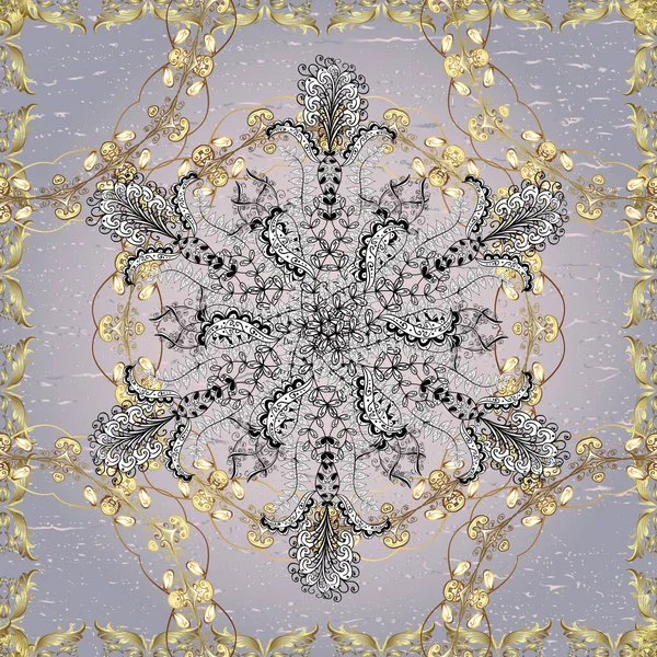 Lüks, kraliyet ve Viktorya dönemi konsepti. Beyaz, gri ve nötr yerine altın rengi klasik barok çiçekli desenler. Altın element beyaz, gri ve nötr renklerde. Süsleme.