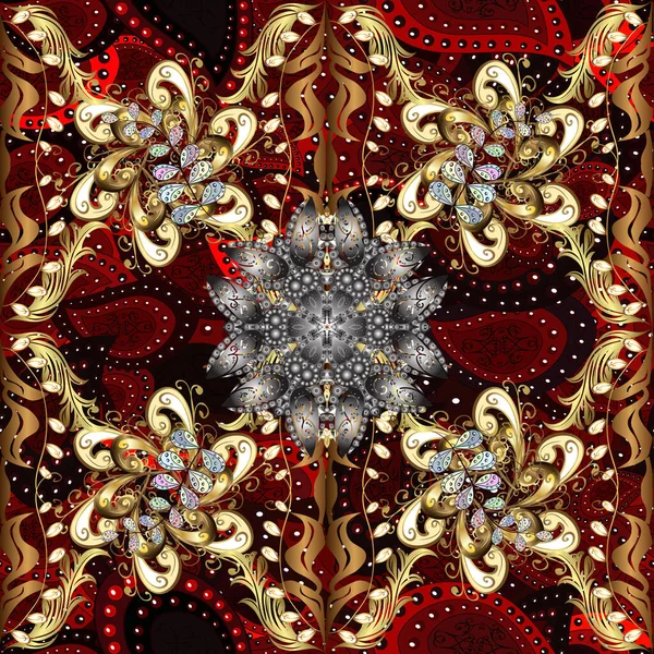 Seamless Abstract Background Oriental Classic Black Brown Red Golden Pattern — стоковое фото