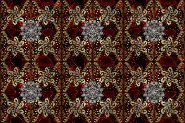 Golden Pattern Brown Black Red Colors Golden Elements Oriental Ornament — Fotografia de Stock