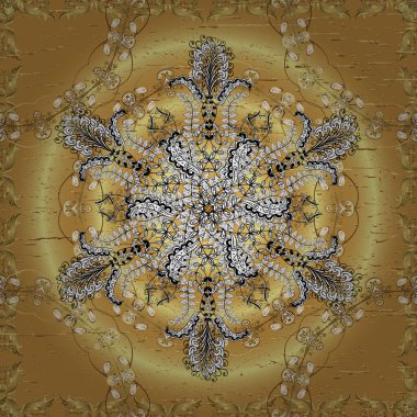 Kusursuz altın desen. Beyaz, bej ve sarı renklerdeki altın desenli altın elementler. Vektör oryantal süsü.