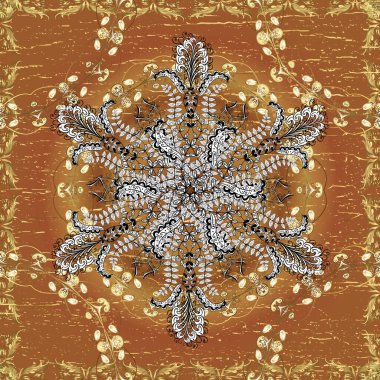 Kusursuz bir geçmişi var. Çiçek deseni. Altın elementler beyaz, siyah ve kahverengi renklerde. Şık bir grafik desen. Duvar kâğıdı barok, İspanyol kumaşı.