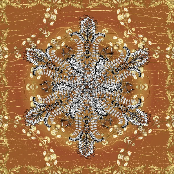 Kusursuz bir geçmişi var. Çiçek deseni. Altın elementler beyaz, siyah ve kahverengi renklerde. Şık bir grafik desen. Duvar kâğıdı barok, İspanyol kumaşı.