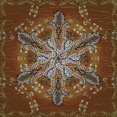 Lüks, kraliyet ve Viktorya dönemi konsepti. Süslü vektör dekorasyonu. Siyah, kahverengi ve beyaz yerine altın rengi klasik barok çiçeksiz desenler. Siyah, kahverengi ve beyaz renklerde altın element.