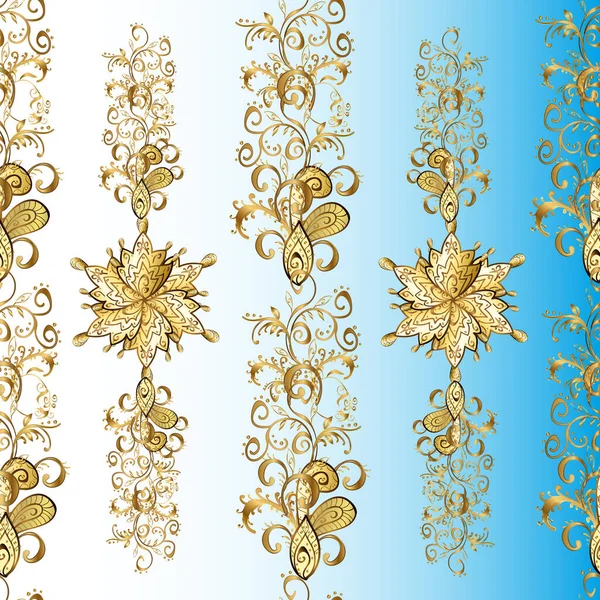 Classic Vector Golden Seamless Pattern Floral Ornament Brocade Textile Pattern — Archivo Imágenes Vectoriales