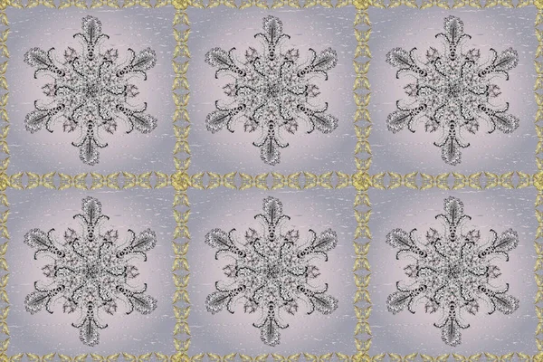 회색의 황금색 요소들 페이퍼 바로크 다마스크 그래픽 패턴이죠 소름끼치는 꽃무늬 — 스톡 사진
