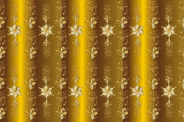 Kahverengi, bej ve sarı renklerde grafiksel modern kusursuz desen. Duvar kâğıdı barok, İspanyol kumaşı. Kusursuz bir geçmişi var. Kusursuz çiçek deseni.