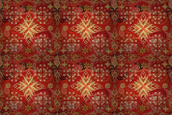 Seamless Classic Golden Pattern Golden Pattern Orange Red Neutral Colors — Stock Photo, Image