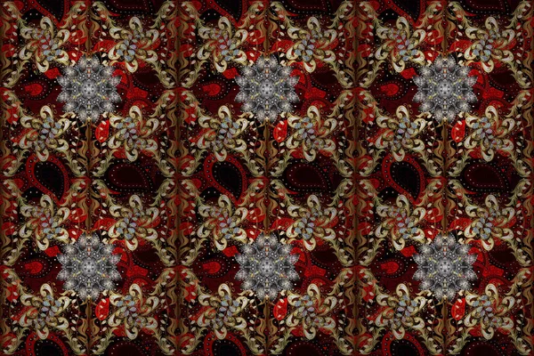 Vector Oriental Ornament Golden Pattern Red Black Brown Colors Golden — Fotografia de Stock