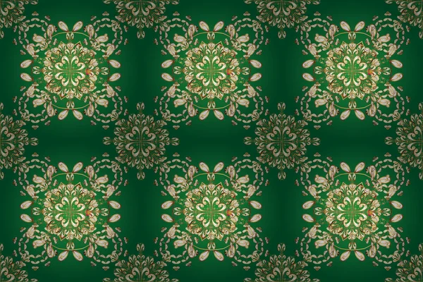 Barok tarzında kusursuz bir doğulu süsü. Bej, beyaz ve yeşil renklerde altın elementler. Geleneksel klasik altın pürüzsüz desen.