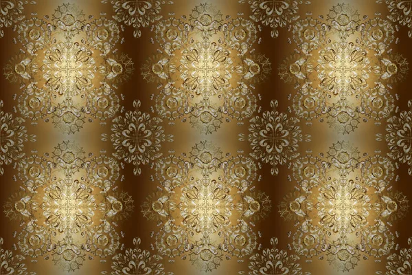 Seamless Abstract Background Repeating Elements Elegant Classic Pattern Brown Yellow — ストック写真