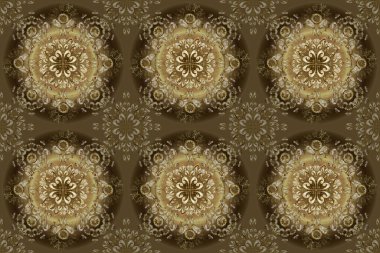 Bej, kahverengi ve altın elementli nötr renklerde altın desen. Barok tarzında kusursuz bir doğulu süsü. Geleneksel klasik altın desen. raster doğulu süsü.