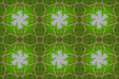 Sarı, yeşil ve nötr renklerde klasik, klasik, altın, pürüzsüz desen. Barok tarzında kusursuz bir doğulu süsü..