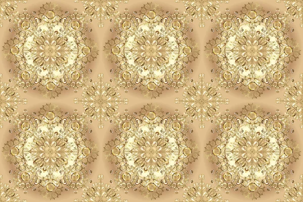 Ornamental Lace Tracery Seamless Pattern Floral Ornament Golden Ornate Illustration — Stockfoto
