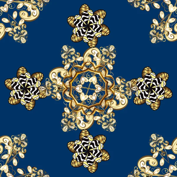 Padrão Oriental Clássico Sobre Cores Amarelo Azul Marrom Damasco Ornamento — Fotografia de Stock