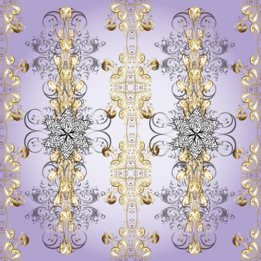 Klasik klasik klasik arka plan. Klasik, kusursuz, kusursuz bir vektör. Altın elementlerle bej, nötr ve gri renklerde kusursuz desen. Geleneksel oryantasyon süsü.