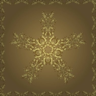 Paisleys elegant floral vector seamless pattern background wallpaper illustration with vintage stylish beautiful modern 3d line art gold and yellow, brown and neutral paisley flowers leaves, ornaments